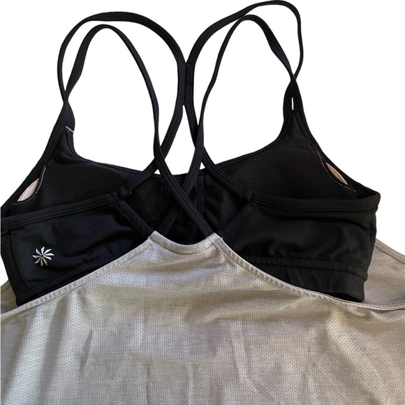 Athleta Mesh Energize Gray Tank Strappy with Black Sports Bra size XS - Picture 6 of 8